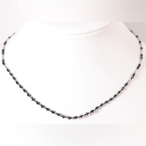 18k 5.1g black diamond and white gold adjustable necklace spiritual beads